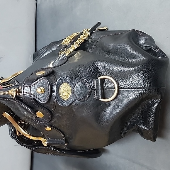 Juicy Couture large black leather bowling bag with gold hardwear - Picture 4 of 8